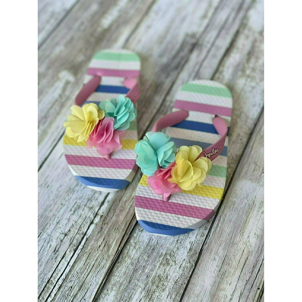 NWT Joules Floral Striped Flip Flops